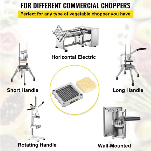 Miniatura 7 de VEVOR Cuchilla de repuesto para picadora, 1/4 pulgada, conjunto de 3 cuchillas para freír papas fritas con 6 cuchillos extra, partes de picadora