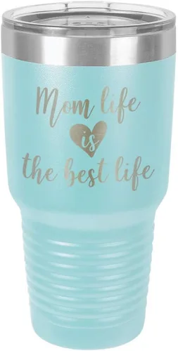 Miniatura 14 de Vaso grabado con texto en inglés "MOM LIFE IS THE BEST LIFE Engraved 30oz" grabado con láser en polvo de acero con revestimiento de polvo taza