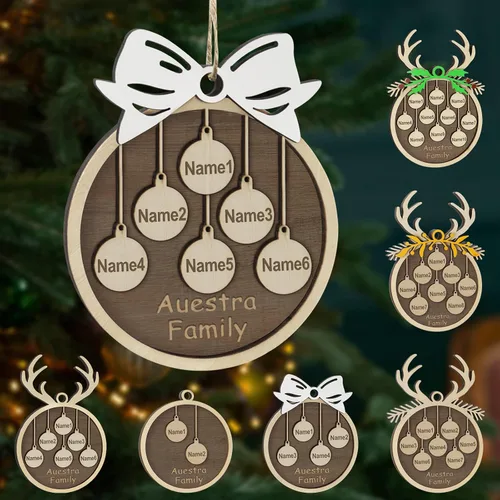 Miniatura 63 de Adornos de Navidad personalizados, familia de 1 nombre, adornos de Navidad de madera personalizados, decoración personalizada, decoración de árbol