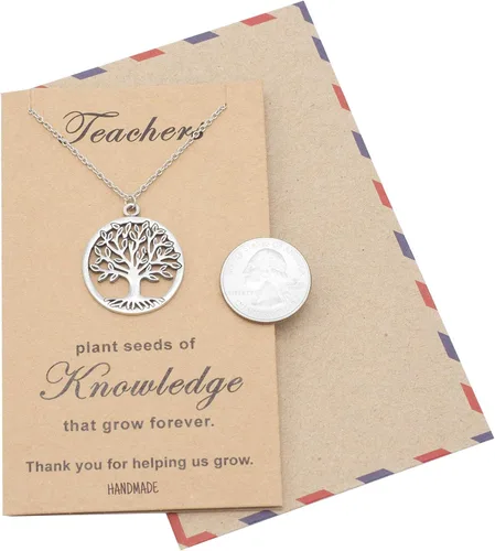 Miniatura 5 de Quan Jewelry, el regalo perfecto para el día del maestro, collar árbol de vida, con tarjeta de agradecimiento, 16 pulgadas a 18 pulgadas