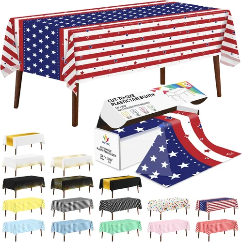 CXPSINC Mantel de plástico desechable de 54 pulgadas x 100 pies con cortador deslizante para mesas de todo tipo y formas, fiestas, banquetes,