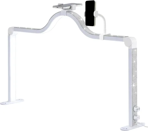 Miniatura 9 de Lámpara de uñas mejorada para escritorio, luz de uñas grande plegable de 34 pulgadas con soporte para teléfono, lámpara de manicura LED de 3 modos