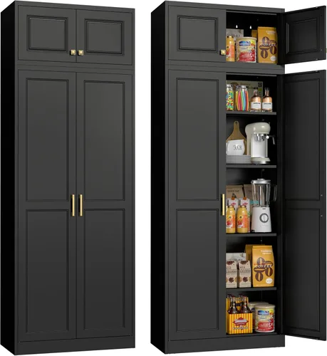 Miniatura 13 de Armario de almacenamiento de metal con puertas, gabinetes de almacenamiento de cocina pequeños, gabinete de pared blanco, gabinete de oficina