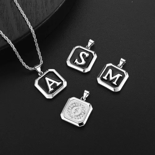 Miniatura 7 de LUXEJEW Collares con inicial para hombres y mujeres, delicado colgante de letra, collar de cadena para hombre, joyería para hombre