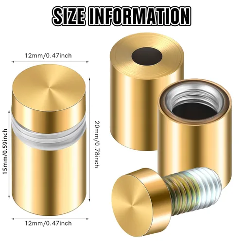 Miniatura 3 de Ferraycle 8 Juegos de Tornillos Separadores de Acero Inoxidable para Publicidad Montaje Separador Hardware Metálico Hardware de Montaje de Letreros