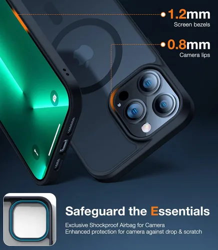 Miniatura 5 de TORRAS Funda magnética más fuerte para iPhone 14 Pro, 12 pies de grado militar probado en caídas, compatible con MagSafe, silicona mate protectora