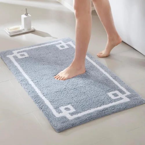 Miniatura 18 de Madison Park Evan Alfombra de Baño de Algodón con Mechones Lavable, Alfombras de Baño Sólidas de Lujo, 20" x 30", Gris