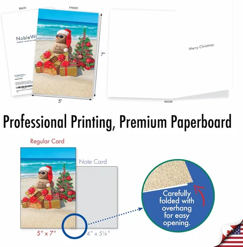 Miniatura 4 de The Best Card Company Paquete de 12 tarjetas de Navidad con sobres, humor navideño para hombres y mujeres (1 diseño, 12 tarjetas) – Playa tropical