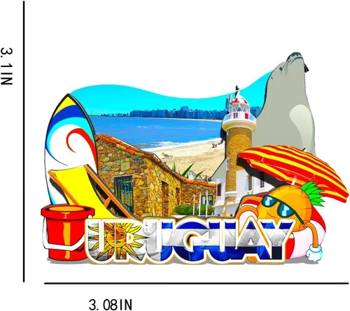 Miniatura 3 de Uruguay Uruguay imán de nevera de madera 3D monumentos de viaje coleccionables, recuerdos, decoración hecha a mano -586