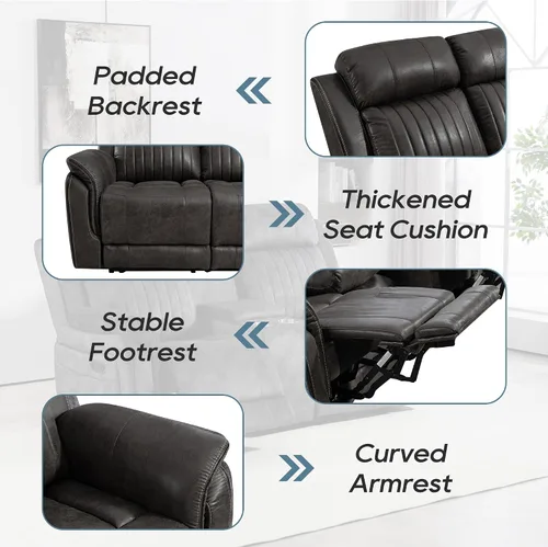 Miniatura 5 de Zero Gravity Power - Juego de sofá reclinable de 2 piezas con reposacabezas ajustable, sofá reclinable eléctrico y sofá biplaza con puntos de carga