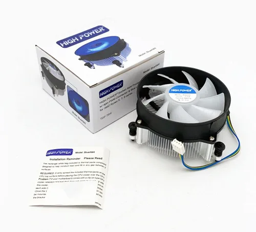 HIGH POWER BlueAM4 - Enfriador de aire para CPU con luz LED azul con disipador de calor de aluminio y ventilador de refrigeración PWM de 3.740 in