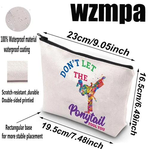 Miniatura 2 de WZMPA Bolsa de maquillaje cosmética Karate Girl para amantes del karate, regalo Dont Let The Tail You Fool You Martial Arts con cremallera