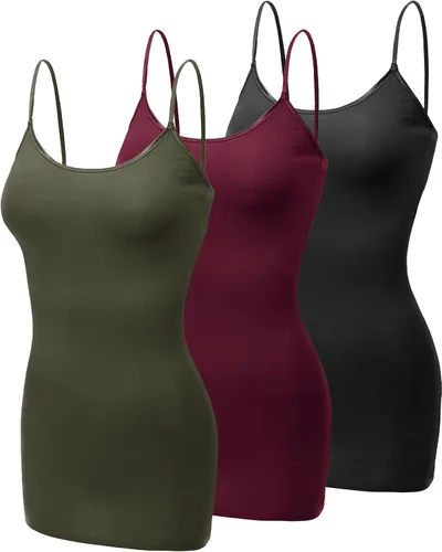 Miniatura 368 de Emmalise Camisola larga casual básica para mujer, con tirantes ajustables, top en capas
