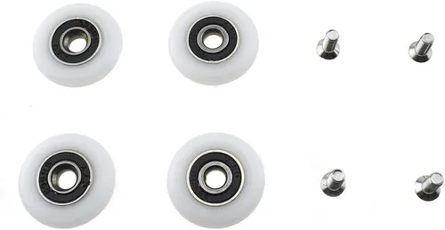 Miniatura 10 de Hahiyo Ruedas para puerta de ducha de latón de 0.787 in de diámetro con tornillos de acero inoxidable, rodillos de nailon duradero, rodamientos