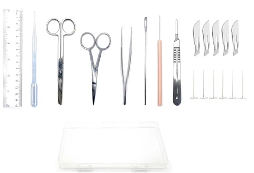 Juego de disección avanzada de 20 piezas en estuche de plástico para laboratorio de anatomía, biología y disección general
