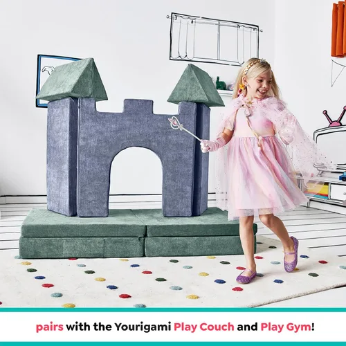 Miniatura 5 de Yourigami Castillo de Juego para Niños y Niños Pequeños, Juego de Complementos de Sofá para Sala de Juegos, Diseño Modular Duradero, Blue Lagoon
