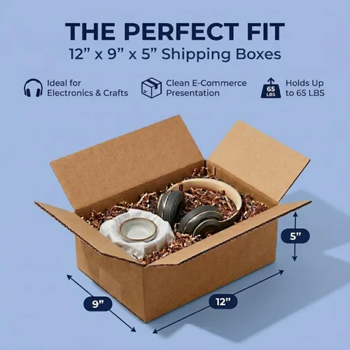 Miniatura 2 de BOX USA Cajas de envío medianas de 12 pulgadas de largo x 9 pulgadas de ancho x 5 pulgadas de alto, paquete de 25 cajas de cartón corrugado