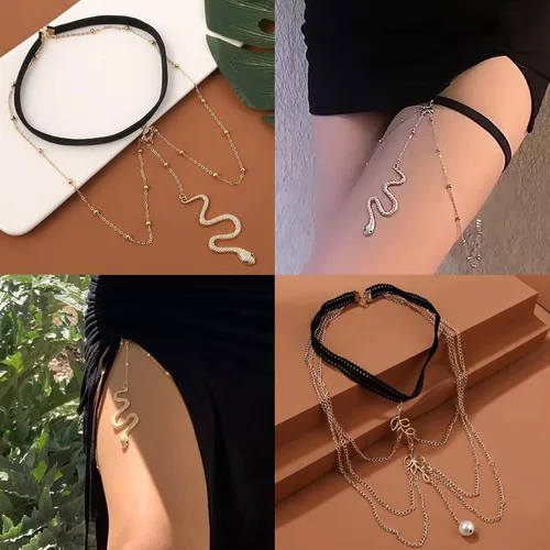 Miniatura 4 de Cadena de muslo para mujer, cadena de pierna de mariposa vintage para adolescentes, niñas, cadena de cuerpo bohemia en capas para verano, fresca