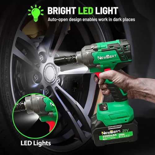 Miniatura 7 de Llave de impacto inalámbrica sin escobillas, 550N.m (400 ft-lbs) Pistola de impacto de 1/2 pulgada, kit combinado de taladro eléctrico 2 en 1 con 1