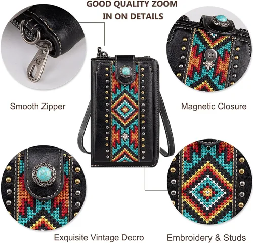 Miniatura 6 de Montana West Monederos pequeños cruzados para teléfono celular para mujer, bolsos tipo cartera occidental