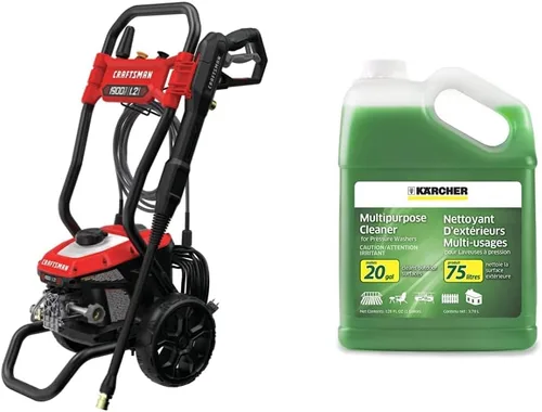 CRAFTSMAN Lavadora a presión eléctrica, agua fría, 1900 -PSI, 1.2 GPM, con cable (CMEPW1900) y hidrolavadora Karcher concentrado de jabón multiusos