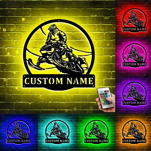Miniatura 19 de Arte de pared de metal personalizado para motocross con luz LED, luz nocturna personalizada con nombre de motocross, decoración de lámpara de neón