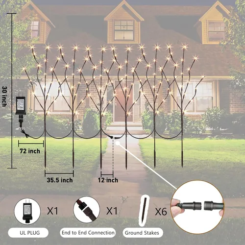 Miniatura 4 de PEIDUO Ramas iluminadas, paquete de 2 40 luces LED de 30 pulgadas, rama de árbol artificial con temporizador, funciona con pilas, decoraciones