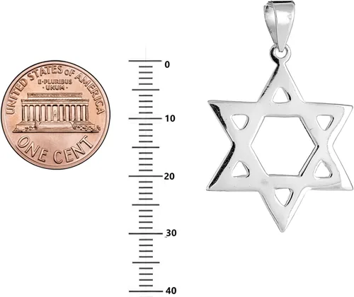 Miniatura 3 de Ritastephens Collar de plata de ley con colgante de estrella de David pulido pequeño o grande (3 estilos)
