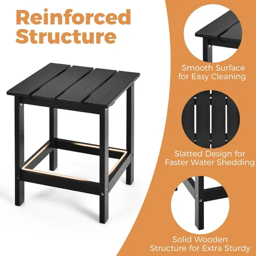 Miniatura 6 de Giantex Mesa auxiliar para exteriores, mesa auxiliar cuadrada de madera de 15 pulgadas con diseño de rejillas, construcción resistente, fácil