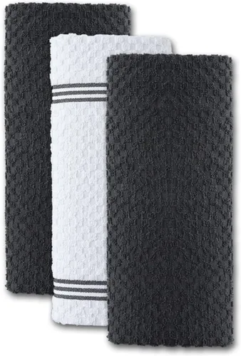 Miniatura 8 de Infinitee Xclusives Paquete de 12 toallas de cocina de alta calidad, 100% algodón, 15 x 25 pulgadas, color gris