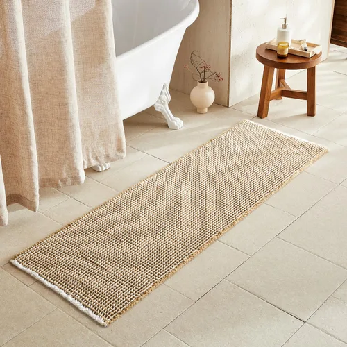 Miniatura 34 de TYUU Tapete de baño estilo gofre, tapete de baño bohemio, antideslizante, lavable, súper absorbente, de secado rápido, bonito tapete de baño
