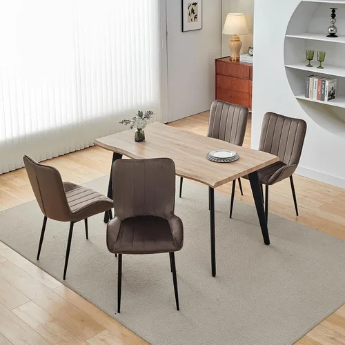 Miniatura 2 de TUKAILAi Juego de 2 sillas de comedor tapizadas de terciopelo con patas de metal resistentes, silla de escritorio moderna de terciopelo de mediados