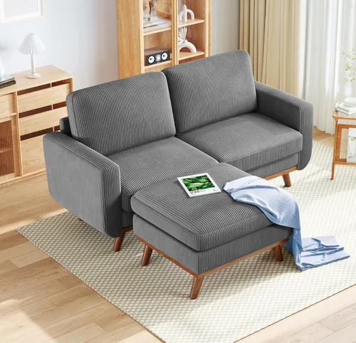 Miniatura 48 de Vesgantti Sofá modular en forma de U de 119 pulgadas, sofá modular de pana con asiento profundo y soporte de resortes, sofá convertible con 2 Beige