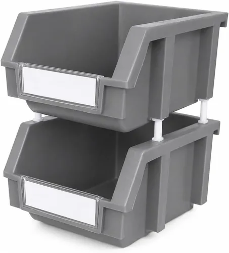 Miniatura 16 de Paquete de 2 cubos de almacenamiento apilables, organizador de polipropileno resistente de 8.4 x 11 x 6.9 pulgadas, diseño colgante y de conexión
