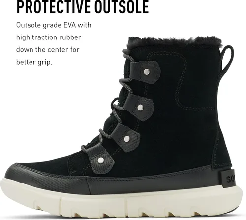 Miniatura 4 de SOREL Explorer II Joan - Botas de piel sintética para mujer, botas de ante impermeables, Black Fawn, 9