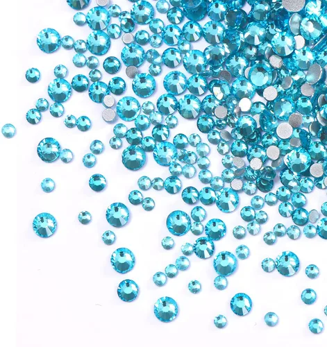Miniatura 20 de 3456 piezas de cuentas de vidrio con respaldo plano, diamantes y gemas para arte de uñas, 6 tamaños ss4~ss12 Amatista