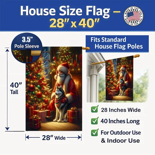 Miniatura 4 de Caroline's Treasures DAC4159CHF - Bandera de casa de Husky siberiano y Papá Noel para porche, grande, para colgar en la pared, poliéster