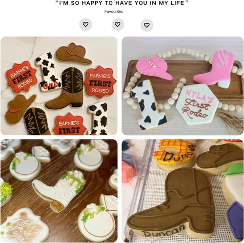 Miniatura 8 de LUBTOSMN Juego de 2 cortadores de galletas de vaquera, 2 piezas, botas de vaquera y sombrero, deslavador, cortadores de galletas, formas para baby