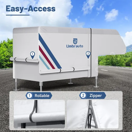 Miniatura 9 de Cubierta para camioneta camper para campers deslizables de 6–8 pies – Cubierta impermeable para RV Oxford 300D, con revestimiento plateado