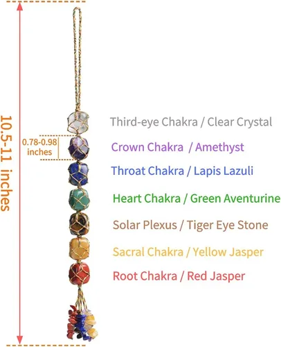 Miniatura 3 de Anjiucc 7 cristales curativos de chakras, Feng Shui, adorno colgante de automóvil, adorno colgante de meditación, adorno de ventana para decoración