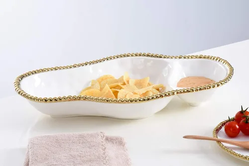 Miniatura 6 de Pampa Bay Bandeja de porcelana de 2 secciones (dorado)
