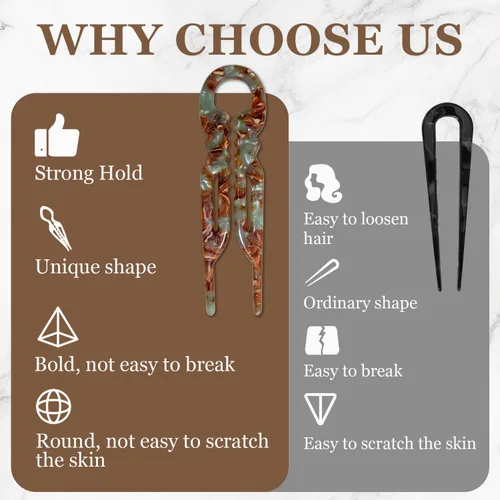 Miniatura 3 de Prestige French Hair Pins - Diseño Dentado Antideslizante, Ángulo Curvado para Mejor Ajuste a la Cabeza, Nuevos Accesorios Elegantes para el Cabello