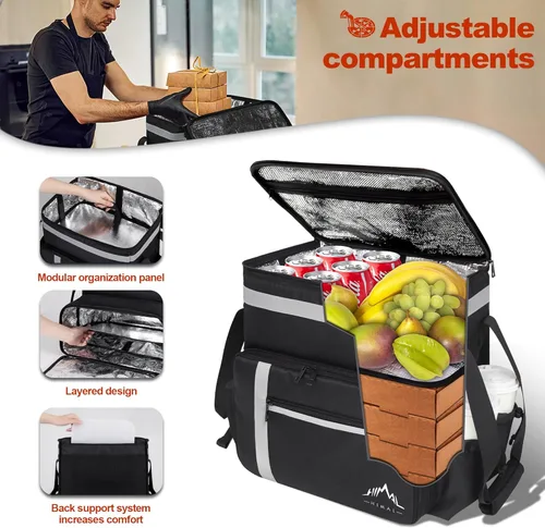 Miniatura 4 de Mochila de entrega de alimentos GoHimal, bolsas aisladas para entrega de alimentos para bicicleta de comida para llevar, bolsa grande de pizza