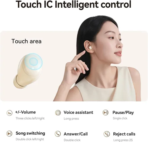 Miniatura 6 de Xmenha Mini auriculares invisibles pequeños ocultos inalámbricos Bluetooth para el trabajo, auriculares ultra pequeños, canal de sueño, pequeño