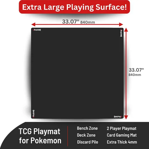 Miniatura 2 de The Gaming Mat Company Tapete de mesa de póker, dominó, puente y Mahjong, color negro, 33 x 33 pulgadas, tapete de juegos de cartas, tapete