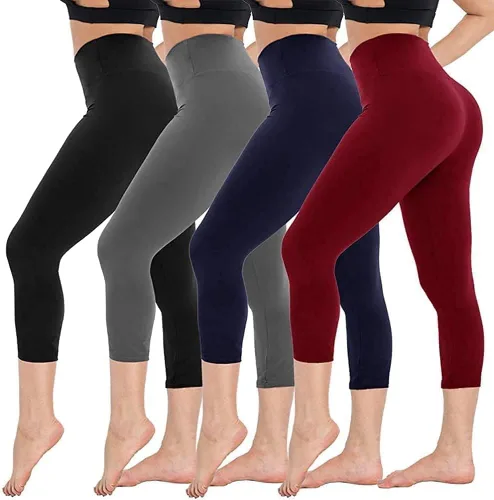 CAMPSNAIL Paquete de 4 leggings de cintura alta para mujer, pantalones de yoga suaves con control de abdomen para entrenamiento, correr, talla