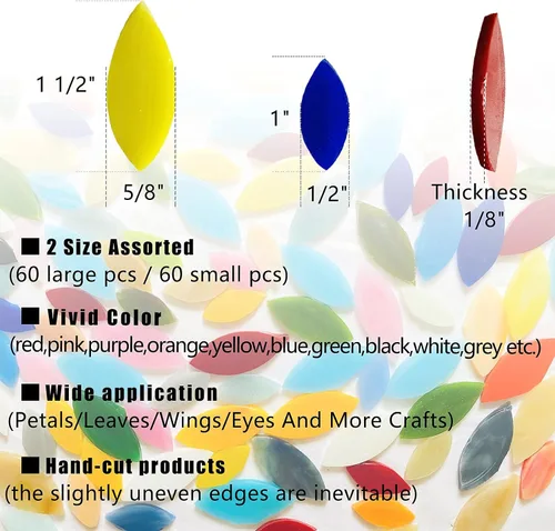 Miniatura 4 de 120 azulejos de mosaico de pétalos para manualidades, pétalos de vidrieras cortados a mano, piezas de flores de mosaico, kit de suministros