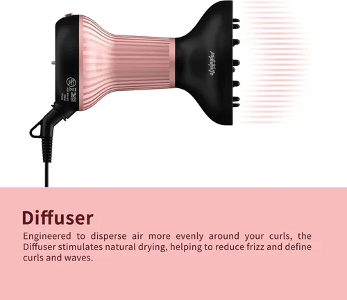 Miniatura 6 de WUFAYHD Secador de pelo difusor para cabello rizado con tecnología de cerámica, elegancia ligera, 2 en 1, difusor de leche, reduce