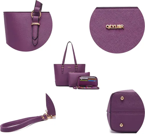 Miniatura 8 de Juego de bolsos y carteras para mujer, bolso de mano para el trabajo, bolso de hombro con asa superior y cartera a juego