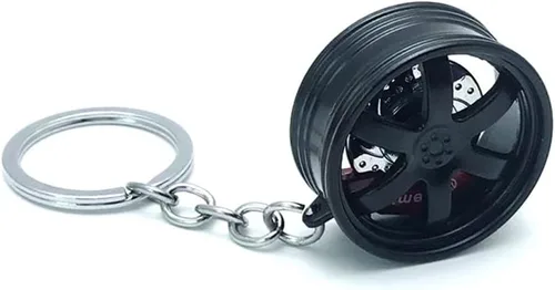 SEADEAR Llavero de coche, llavero de aleación de zinc, llavero de llanta de neumático, piezas de automóvil, modelo de llavero de automóvil, colgante